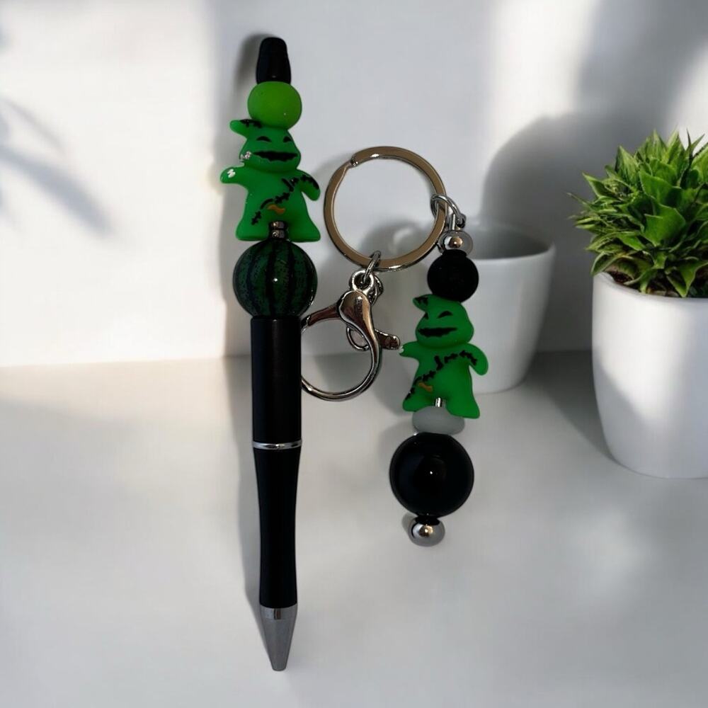 Oogie Boogie Handmade Beaded Ballpoint Pen & Matching Keychain